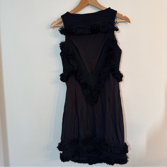 Vintage Mara Hoffman Mini Dress Women's 2 Black Fringe Open Back Revolve - Picture 3 of 12